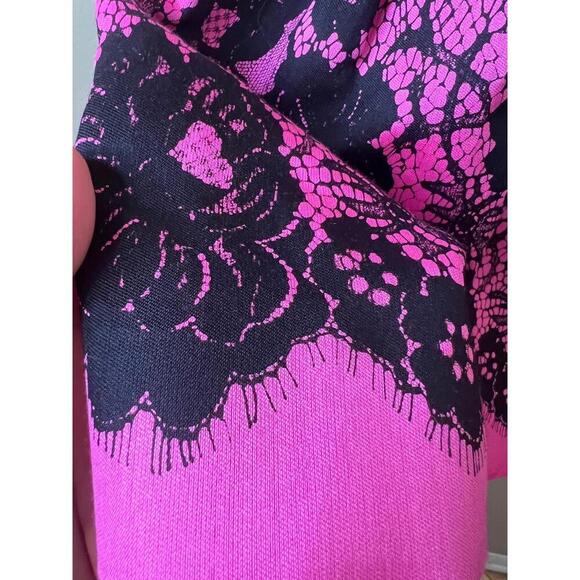 Milly Minis Girls Sleeveless Pink Black Lace Dress Crew Neck Peplum Size 14 - Picture 2 of 11